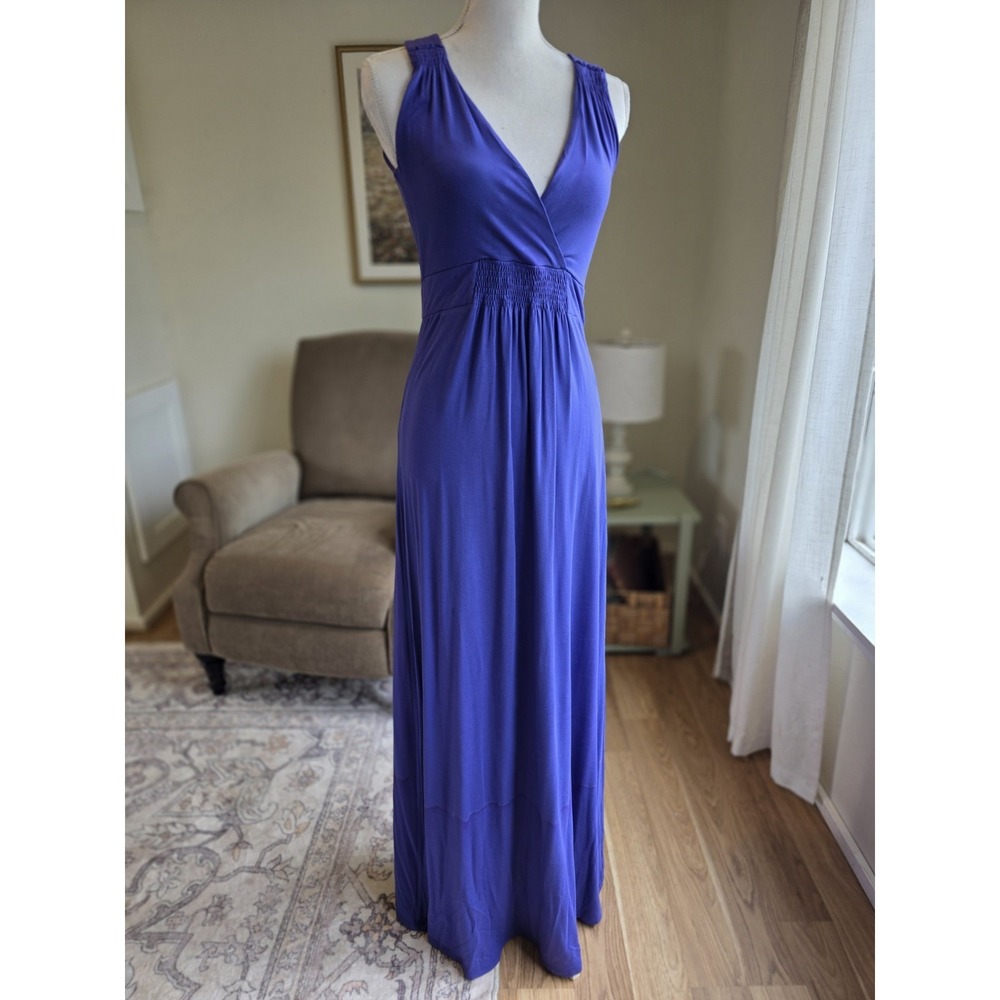 Boden Maxi Dress Size 6L Purple Sleeveless Empire Waist‎ Dip Died Bottom Summer